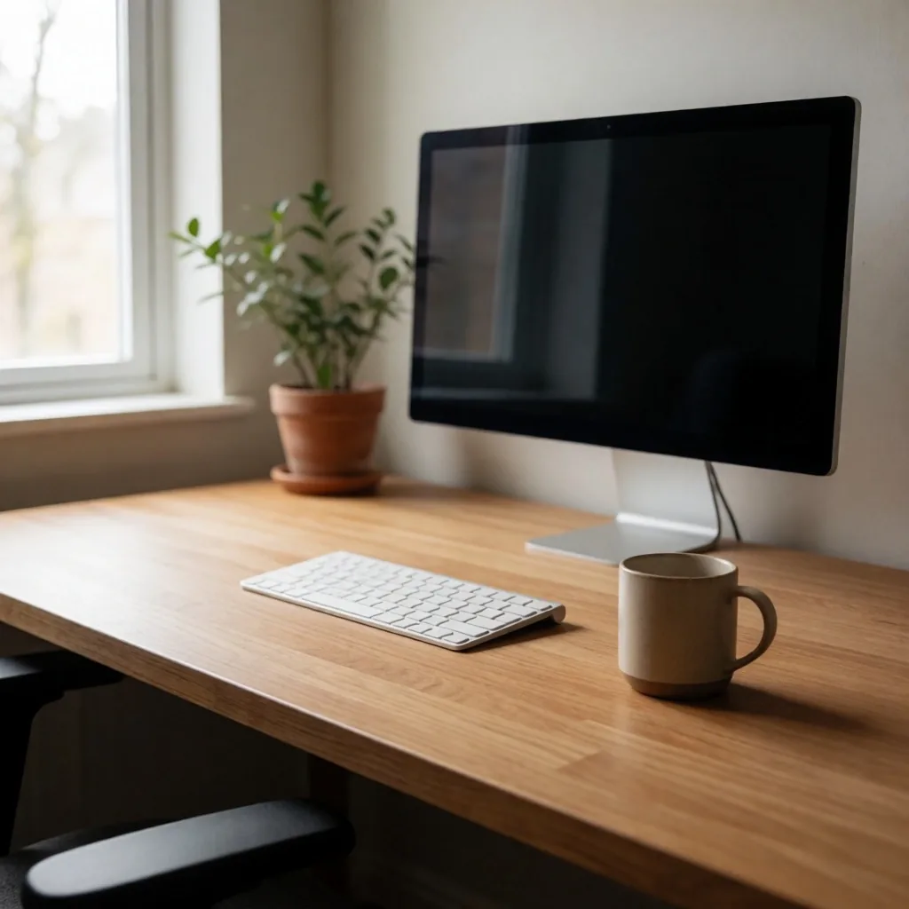 Espacio de trabajo reorganizado para higiene visual