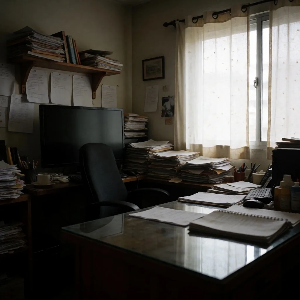 Espacio de trabajo desordenado antes de ajustarse